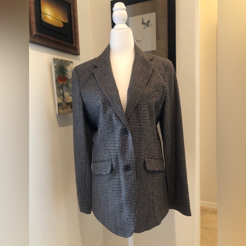 NWT Eddie Bauer Classic Wool Blazer - size 10 - Color black, gray & dark brown